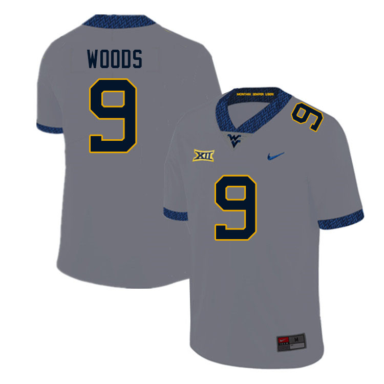 NCAA Men's Charles Woods West Virginia Mountaineers Gray #9 Nike Stitched Football College Authentic Jersey AC23W17DR
